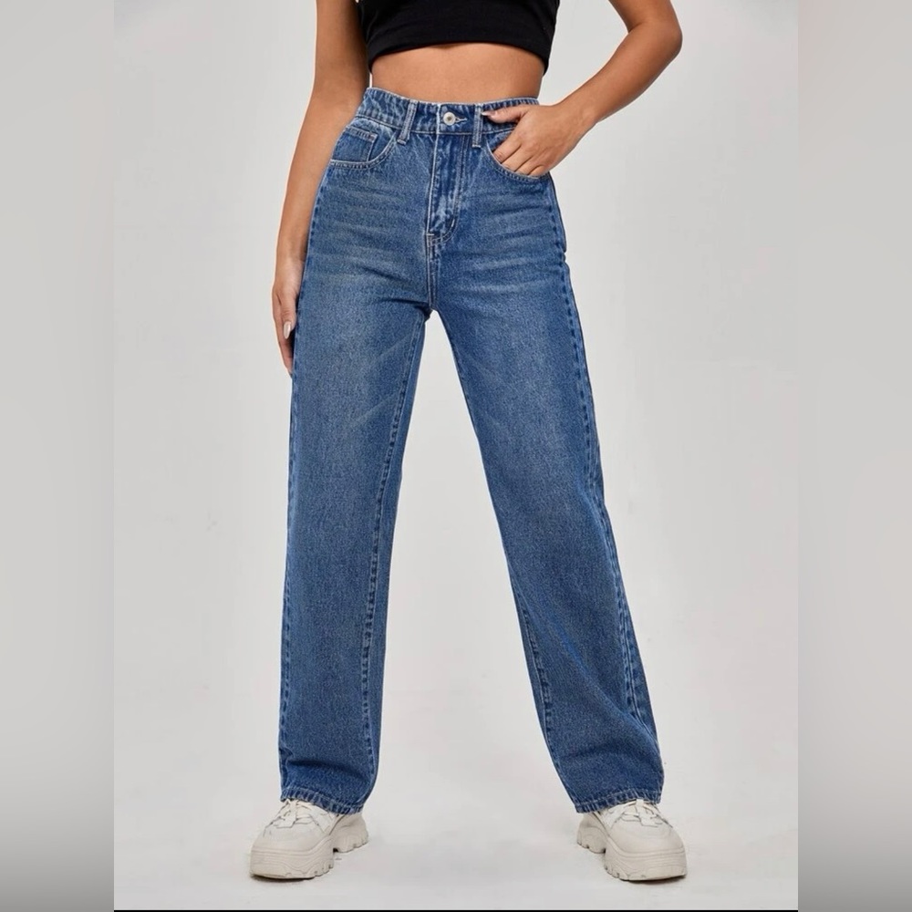 High Waist Straight Leg Jeans